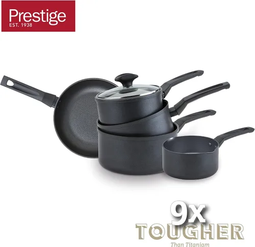 Miniatura 6 de Prestige Juego de 5 ollas y sartenes más resistentes – Juego de 5 sartenes de inducción antiadherentes resistentes a los arañazos, asas de fácil