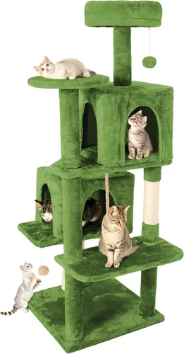 Miniatura 8 de Torre de árbol para gatos de varios niveles de 54 pulgadas con hamaca, condominios y postes rascadores, muebles grandes para gatos
