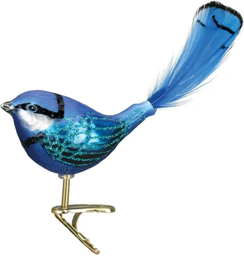 Miniatura 12 de Old World Christmas Baltimore Oriole - Adorno de vidrio soplado para árbol de Navidad, decoración navideña artesanal, colección de clips
