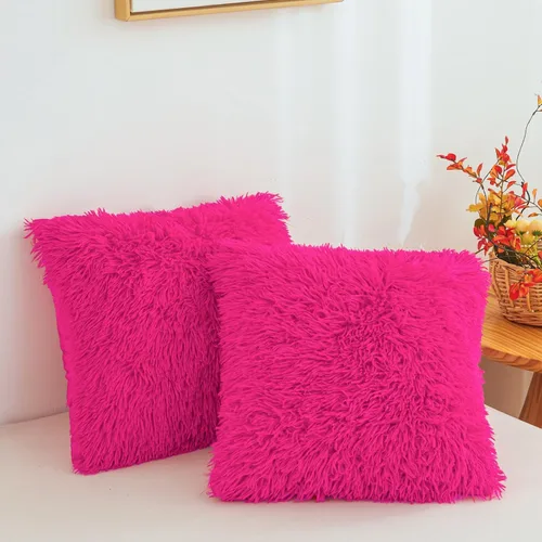 Miniatura 23 de Besfunny Juego de 2 fundas de almohada de pelo sintético negro, mullidas y peludas para decoración de dormitorio, fundas de almohada negras suaves