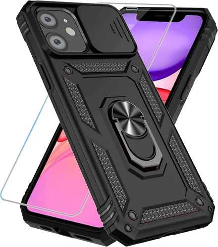 Miniatura 12 de SunStory Funda compatible con iPhone 11 Pro Max con protector de pantalla HD, cubierta de cámara deslizante y soporte de anillo giratorio