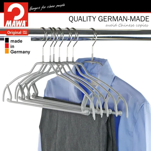 Miniatura 5 de Mawa by Reston Lloyd Silhouette - Percha de camisa antideslizante que ahorra espacio con barra para pantalones y ganchos para falda, estilo 42/FTU