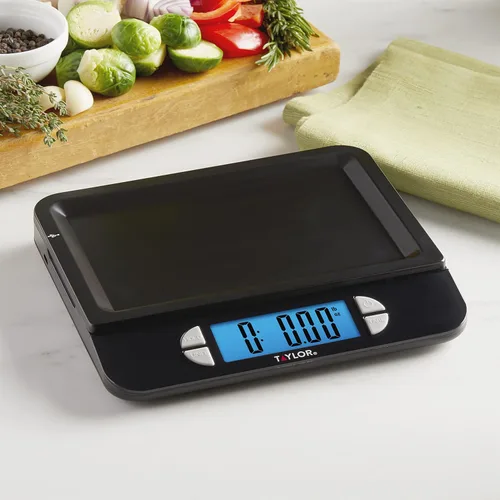 Miniatura 5 de Taylor Báscula digital recargable por USB para cocina y alimentos, capacidad de 11 libras con bandeja apta para lavavajillas, cable incluido Negro