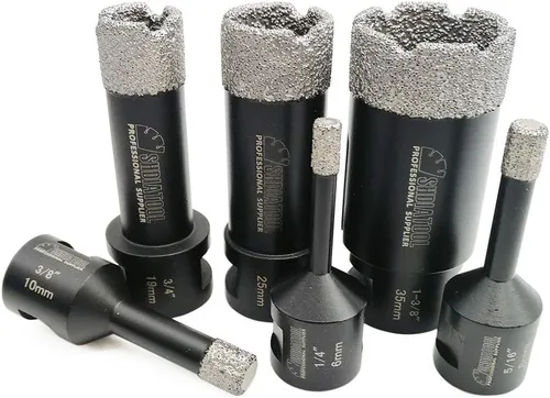 SHDIATOOL Juego de 6 brocas de diamante para azulejos de porcelana, ladrillo de mármol de granito con diámetro de rosca de 5/8 pulgadas y 11