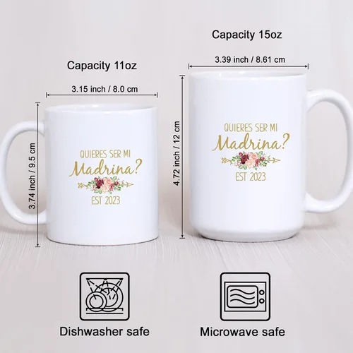 Miniatura 2 de Quieres Ser Mis Padrinos De Bautizo Madrina Regalos En Español Madrina Propuesta Quieres Ser Mi Madrina Padrino Taza De Café Padrinos De Bautizo