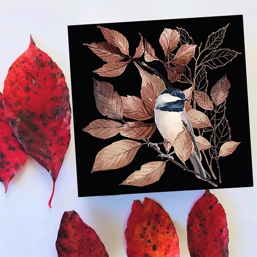 Miniatura 2 de Servilletas de pájaros de otoño de 13 x 13 pulgadas, servilletas de invierno negras, diseño de animales de Navidad, decoración para decoupage