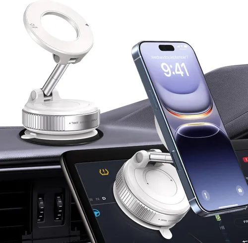 Miniatura 8 de Soporte magnético de teléfono giratorio de 360°, plegable y retráctil con ventosa para automóvil, gimnasio, espejo, superficie lisa, compatible