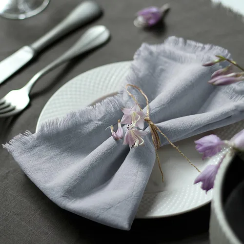 Miniatura 7 de Servilletas de tela hechas a mano 100% de algodón con flecos, delicadas servilletas de tela hechas a mano para cenas, fiestas, bodas y más, 18 x 18