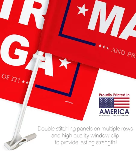 Miniatura 2 de Bandera roja Ultra MAGA para automóvil, decoración de automóvil, decoración de ventana, soporte de montaje con clip en tapiz pequeño Pro Trump 2024
