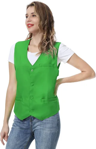 Miniatura 4 de TopTie Chaleco unisex de encargo del botón del uniforme para el voluntario del secretario del supermercado