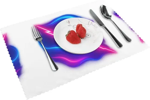 Miniatura 15 de Rectangular Placemats Set of 4, Heat Resistant Litchi Printed Kitchen Dining Table Mats