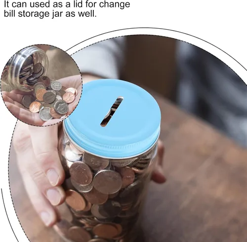 Miniatura 9 de ARTIBETTER 25 tapas de ranura para monedas para frascos de boca regular, alcancías de 2.756 in
