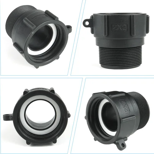 Miniatura 6 de IBC - Adaptador de accesorios de bolsa de 2 pulgadas, rosca gruesa de contrafuerte hembra x 2 pulgadas, rosca macho NPT para tubería, conector