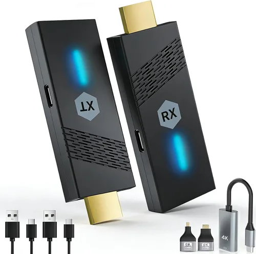 Transmisor y receptor HDMI inalámbrico 2026, kit de extensor HDMI inalámbrico Plug&Play 2.4G/5G, 492 pies/492.1 ft, decodificación 4K 1080P a 60Hz,