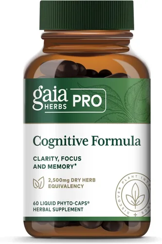 GAIA HERBS PRO Fórmula cognitiva – Suplemento de apoyo para la salud cerebral y el flujo sanguíneo* – Suplemento de apoyo a la circulación* con raíz