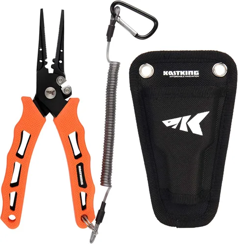 Miniatura 15 de KastKing Cutthroat - Alicates de pesca de 7 pulgadas con anillo dividido, herramientas de pesca de acero inoxidable 420, equipo de pesca resistente