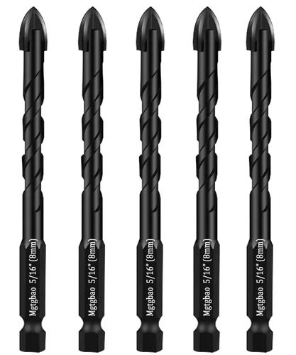 Miniatura 11 de 10 piezas de brocas de mampostería negras de 3 mm, juego de brocas de hormigón de 1/8” para azulejos, ladrillo, plástico y madera, punta de carburo