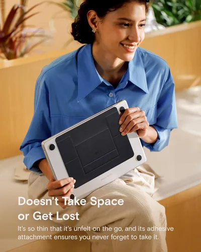 Miniatura 4 de MOFT Soporte para computadora portátil para escritorio, soporte adhesivo para computadora MacBook con 2 ángulos de visión ajustables, elevador Negro
