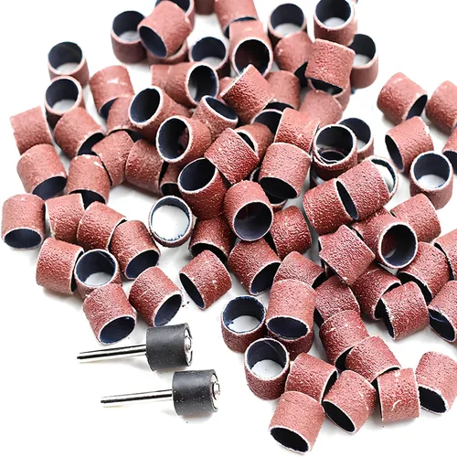 Juego de tambor de lijado para molinillo de uñas de perro y herramienta rotativa – 100 unidades de grano 80 bandas de lijado con mandriles de 1/8