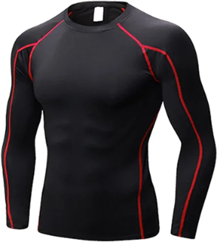 Camiseta de compresión para hombre, de manga larga, atlética, para entrenamiento, camiseta deportiva activa, camiseta interior de ajuste seco