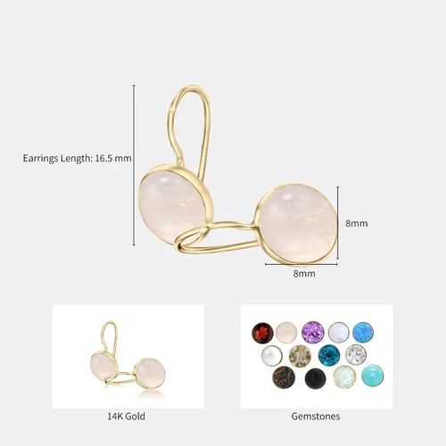 Miniatura 8 de 14K Gold Gemstone Drop Earrings - Birthstone Dangle - Solid Yellow Gold Dangle Earrings - Dainty Handmade Wedding Jewelry - Perfect Bridal or