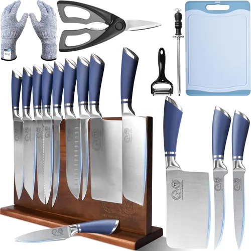 Miniatura 10 de XYJ Cuchillos auténticos desde 1986,Juego profesional de cuchillos de chef con bolsa, cuchillo de carnicero para bolsa de corte de carne Mitado Negro