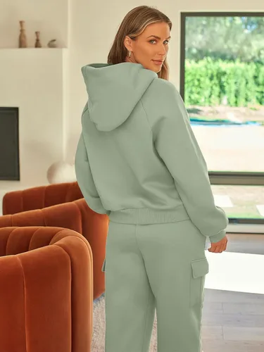 Miniatura 5 de AUTOMET Conjunto deportivo de 2 piezas para mujer, sudadera de manga larga con pantalones deportivos tipo cargo
