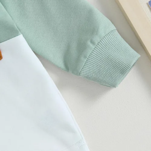 Miniatura 13 de Conjunto de ropa de otoño e invierno para bebé niño pequeño, sudadera de manga larga con colores contrastantes, pantalones elásticos para recién