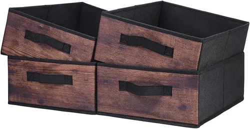 Miniatura 10 de Cajas de almacenamiento decorativas para organizar la ropa en un aparador, juego organizador de tela plegable con asas para ropa de cama, ropa