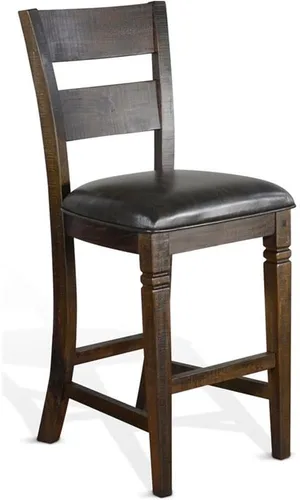 Miniatura 4 de Pemberly Row Juego de 3 unidades de barra de madera y 2 taburetes giratorios con respaldo - marrón oscuro