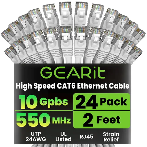 Miniatura 55 de GearIT Cable Ethernet Cat 6 de 1.5 pies y 18 pulgadas (paquete de 24) - Cable de conexión Cat6, cable de conexión Cat 6, cable Cat6, cable Ethernet