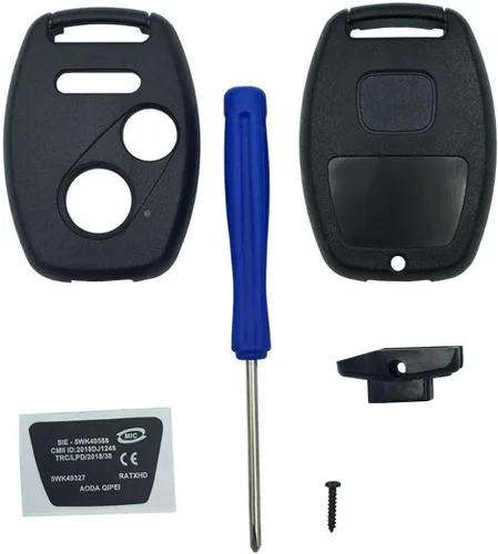 Funda para llavero Honda CR-V Odyssey Accord Crosstour Civic CR-Z, repuesto de carcasa de llave remota sin llave con destornillador (2+1 botón, 1
