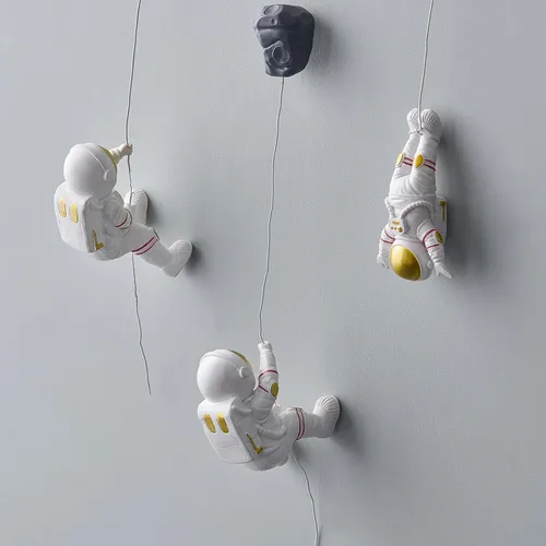 3 figuras de astronauta para escalar, esculturas de pared, decoración para colgar en la pared, decoración temática del espacio exterior para