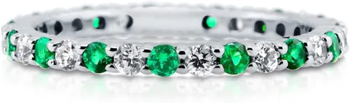 Miniatura 21 de BERRICLE Sterling Silver Rings Stackable Eternity Band Ring for Women, Round Cubic Zirconia CZ - Amethyst-Purple, Emerald-Green, Garnet-Red