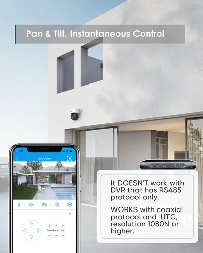 Miniatura 2 de SANNCE Cámara domo 1080P PT, cámara de seguridad exterior panorámica/inclinación de 2MP, visión nocturna de 98.4 ft para sistema de vigilancia CCTV