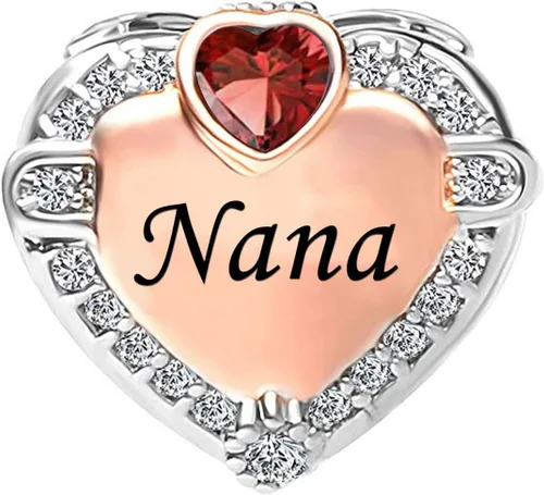 Miniatura 2 de KunBead Abalorios con forma de corazón de oro rosa para abuelas y abuelas compatibles con pulsera Pandora, regalos de joyería de cumpleaños