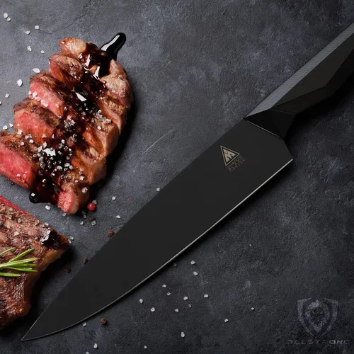 Miniatura 7 de Dalstrong Cuchillo de chef de 9.5 pulgadas, serie Shadow Black, recubierto de nitruro de titanio negro, cuchillo de cocina afilado de afeitar, acero