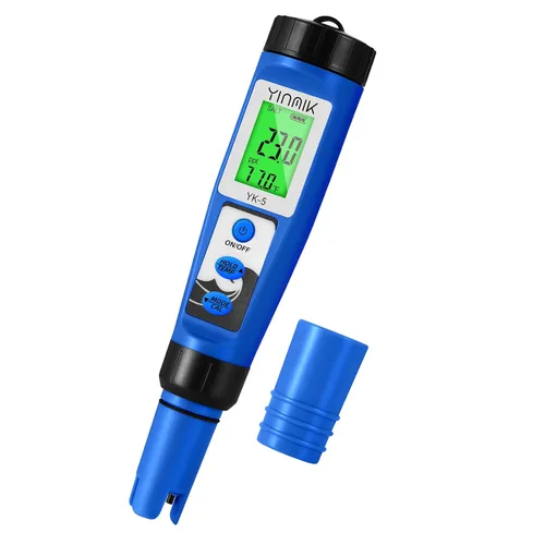 Miniatura 7 de YINMIK Probador de sal de piscina Nueva actualización Medidor de salinidad 5 en 1 pH TDS EC para piscinas de agua salada Probador de salinidad 5