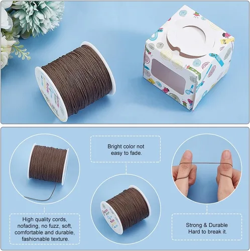 Miniatura 7 de PH PandaHall Cuerda de nailon de 100 yardas de 0.031 in, cordón de anudado chino de nailon Kumihimo hilo de macramé trenzado para sombra ciega, mini