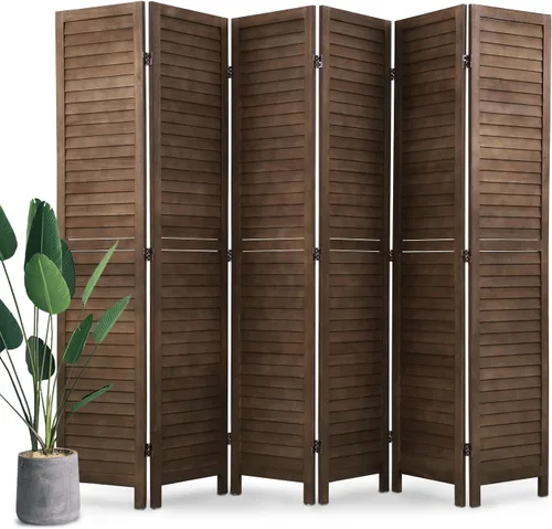 Miniatura 8 de Divisor de habitación, 4 paneles, 5.75 pies de madera separador de ambientes de pared, pantallas de privacidad plegables de privacidad, partición