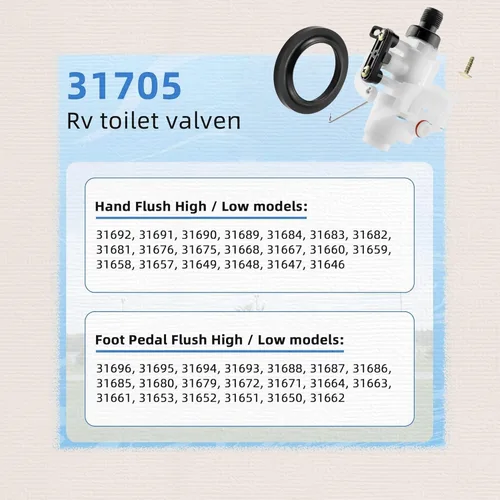 Miniatura 4 de 31705 Válvula de inodoro RV Kit de repuesto de válvula de agua para inodoro Thetford RV 31705, se adapta a todos los modelos Aqua Magic V alto/bajo