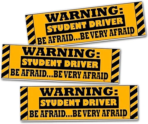 Zone Tech - Imanes para defensa del auto con leyenda "Warning Student Driver", por 3 unidades, reflectante de calidad premium. Letrero de seguridad