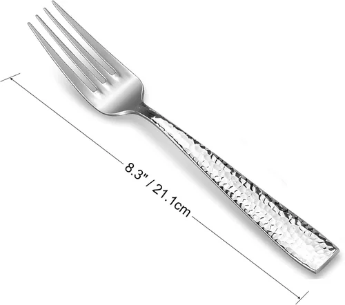 Miniatura 2 de KEAWELL Premium Juego de 4 Piezas de Tenedores de Cena Louis Martillados de 8.3", Acero Inoxidable 18/10, Borde Cuadrado con Bordes Redondeados