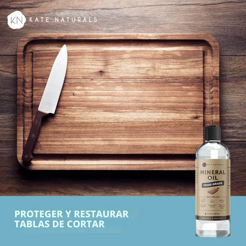 Miniatura 5 de Kate Naturals Aceite mineral para tabla de cortar madera, bloque de carnicero y cuchillo. Aceite mineral de grado alimenticio para tabla de cortar
