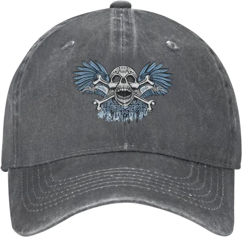 Miniatura 2 de Cowboy Hat Trendy Hats for Man and Women Djustable Four Season Outdoor Baseball Cap of Hell Skull with Angel Deep Heather