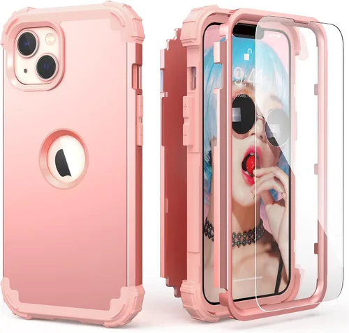 Miniatura 28 de IDweel Funda para iPhone 13 con Protector de Pantalla, para Funda iPhone 14, Híbrida Resistente a Golpes de Servicio Pesado Protección Cubierta Dura