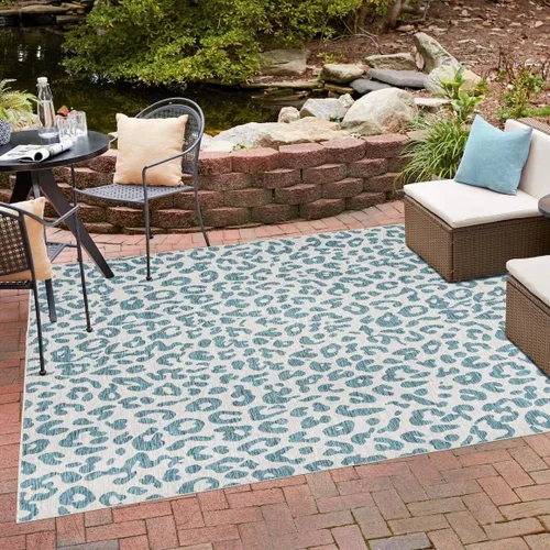 Miniatura 57 de Unique Loom Outdoor Safari Collection Alfombra de área - Leopardo (4 pies 1 pulgada x 6 pies 1 pulgada rectangular, gris claro/gris)