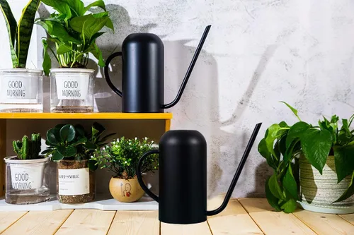 Miniatura 7 de Regadera de metal con boquilla larga de 40 oz/1.3 L, regadera de acero inoxidable para plantas de interior y exterior, negro mate