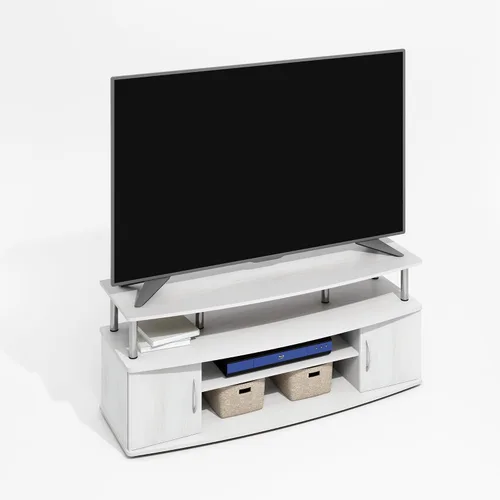 Miniatura 12 de Furinno Jaya Soporte de TV, centro de entretenimiento de 3 niveles con estante abierto, consola de TV para TV de hasta 50 pulgadas con Roble ámbar