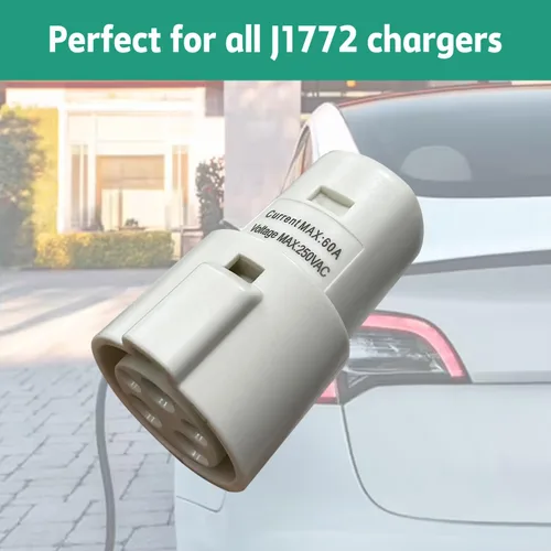 Miniatura 7 de Adaptador de carga J1772 a Tesla compatible con adaptador de cargador SAE J1772 EV a accesorios Tesla Model 3, Y, S, X (blanco)
